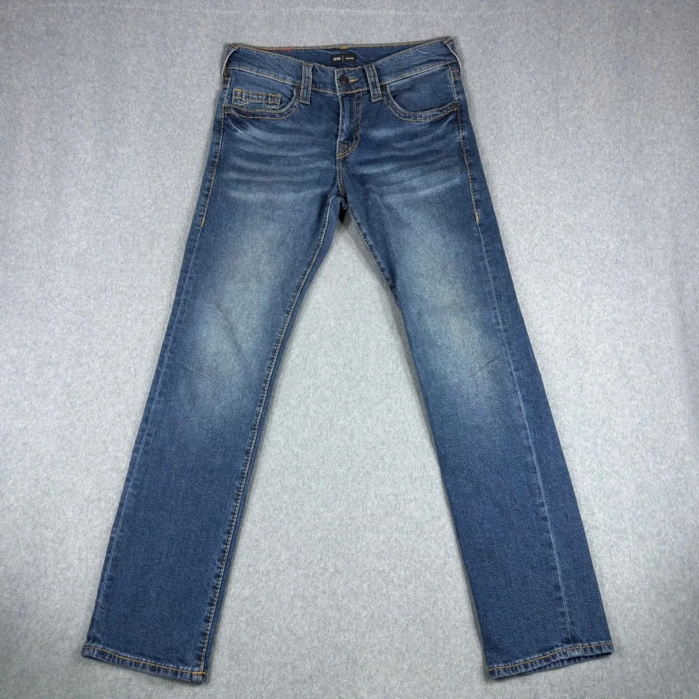 True Religion Geno Relaxed Slim Fit Mens Jeans 32x34 Cotton Thick Stitch